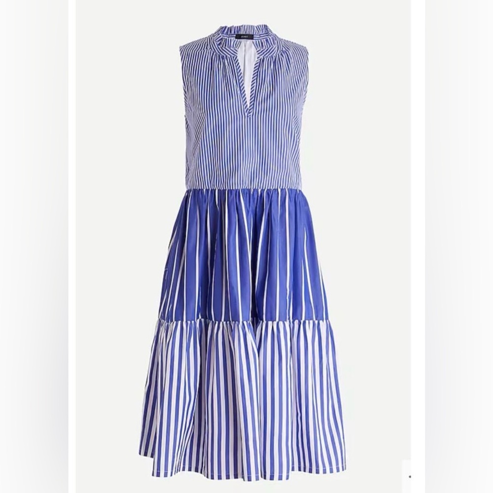 J. Crew Blue and White Striped Midi Dress